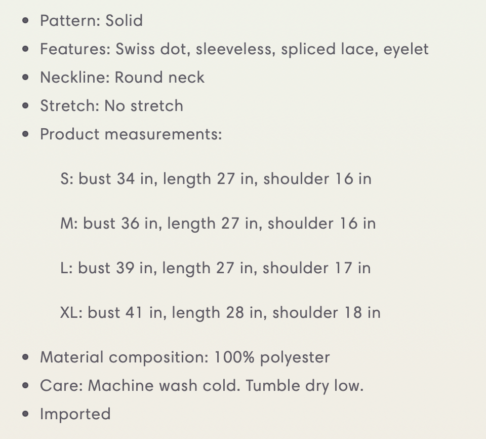 Swiss Dot Lace Sleeveless Top