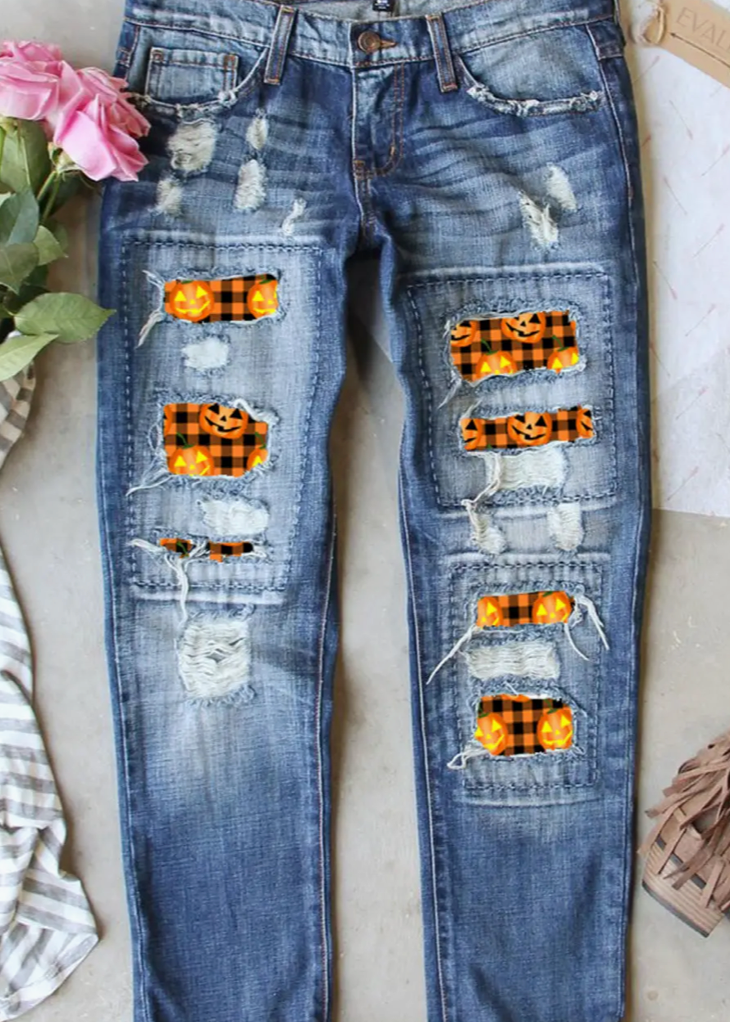 Pumpkin Face Patch Jean