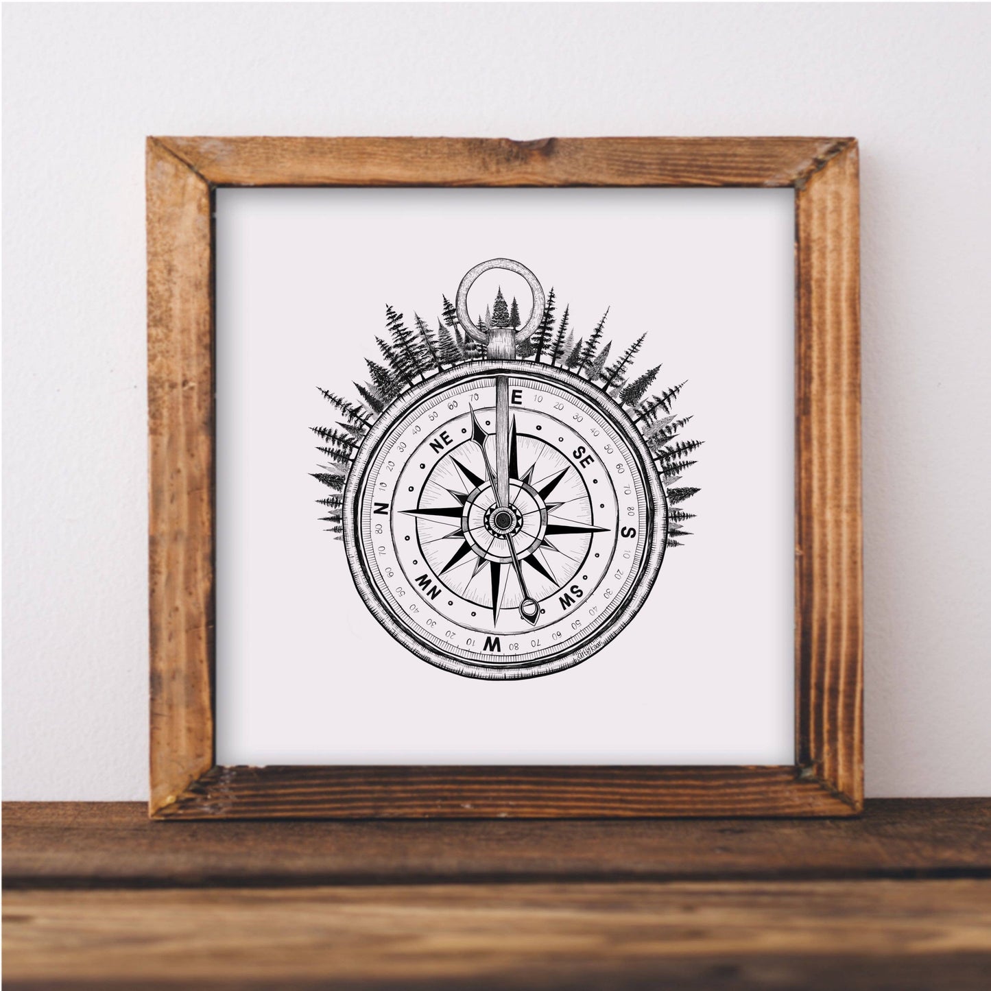 Forested Compass Print